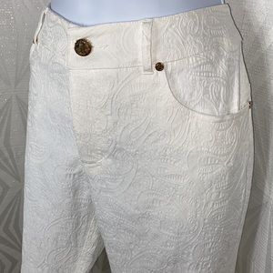 Elegant Cropped White Women's Jeans, Sz 10